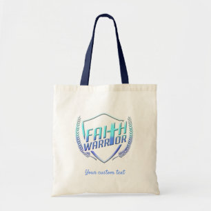 Faith Warrior Christian Blue Purple Ombre Tote Bag