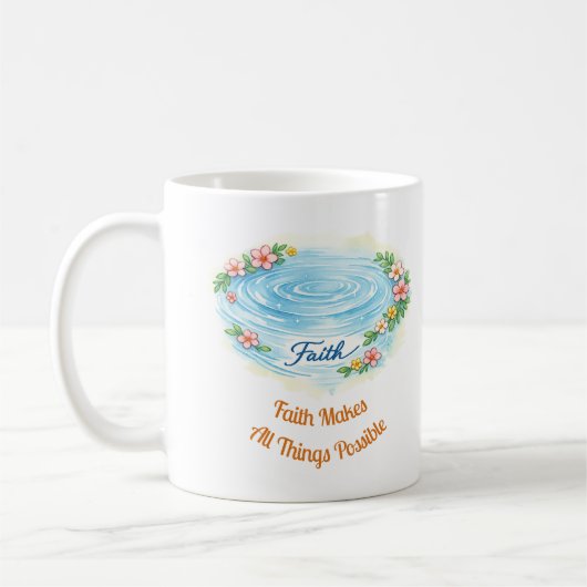 Faith Water Ripple Flowers Easter Christian Mug Koffiemok (Links)