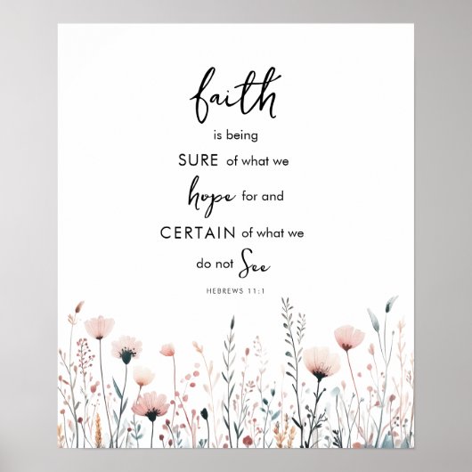 Faith Watercolor Wildflowers Bible Verse Print (Voorkant)