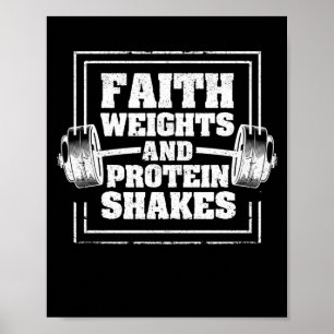 Faith Weights and Protein Shakes Funny Fitness Poster