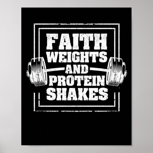 Faith Weights and Protein Shakes Funny Fitness Poster (Voorkant)