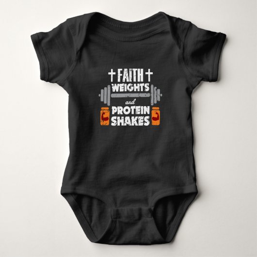 Faith Weights Christelijk Gym Humor-oefening Romper (Voorkant)
