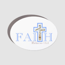 Faith with Wheat Cross Car Magnet