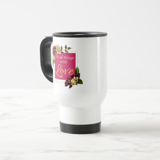 Faith Women Floral: Doe alles met Love Gift Reisbeker (Voorkant links)