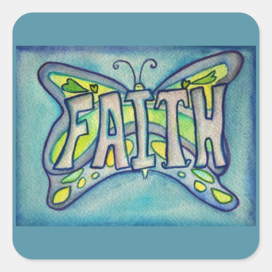 Faith Word Art Blauwe Vlinder Decal Stickers (Voorkant)