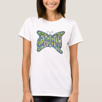 Faith Word Art Blauwe Vlinder Vleugels Custom TShi