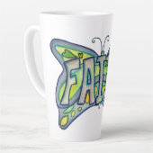 Faith Word Art Blauwe Vlinder Vleugels Latte Mok C (Linkerhoek)
