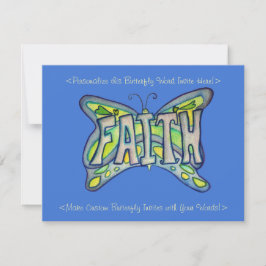 Faith Word Art Vlinder Vleugels Aangepaste Uitnodi Kaart