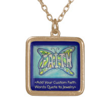 Faith Word Blue Butterfly Ketting Art juwelen
