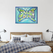 Faith Word Blue Butterfly Painting Canvas Artwork Afdruk (Insitu (Slaapkamer))