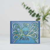 Faith Word Inspirerend Angel Briefkaart (Staand voorkant)