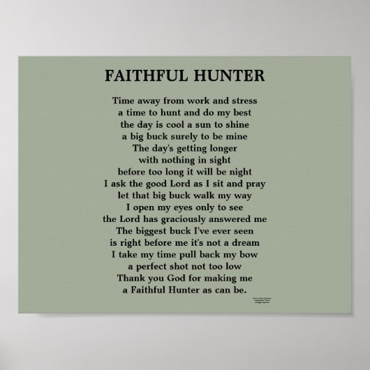 FAITHFUL HUNTER POEM POSTER (Voorkant)