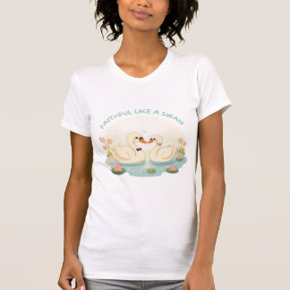Faithful Like a Swan – Cute Swan Couple Illustrati T-shirt