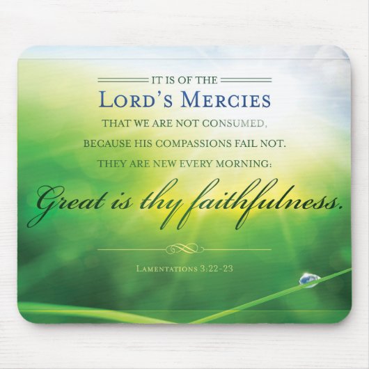 Faithful Mousepad - Lamentations 3:22 Bijbelversie Muismat (Voorkant)