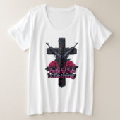 Faithful Past vrouwen plus maat basic wit t-shirt (Design voorkant)