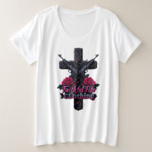 Faithful Past vrouwen plus maat basic wit t-shirt