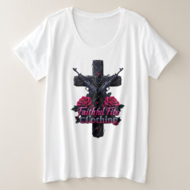 Faithful Past vrouwen plus maat basic wit t-shirt