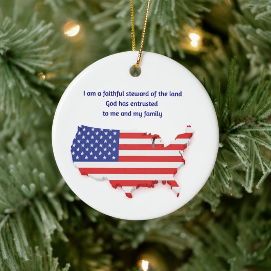 Faithful Steward of USA - Round  Keramisch Ornament (Boom)