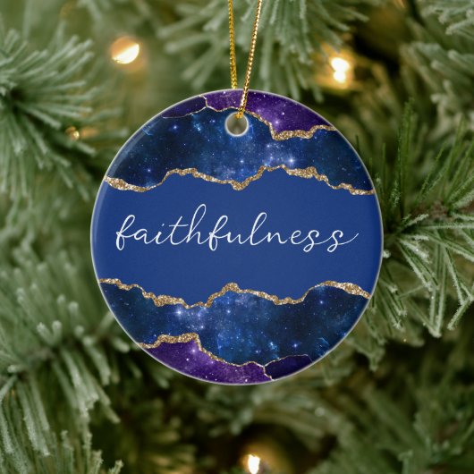Faithfulness Inspirerend Word Galaxy Agate Keramisch Ornament (Boom)