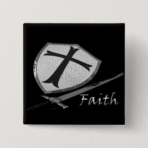 FAITHsword en shield Vierkante Button 5,1 Cm