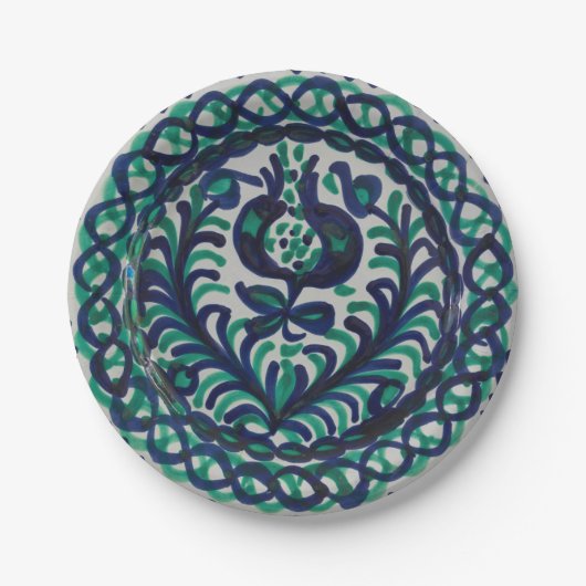 Fajalauza Granada Spaans aardewerk Boho Papieren Bordje (Voorkant)