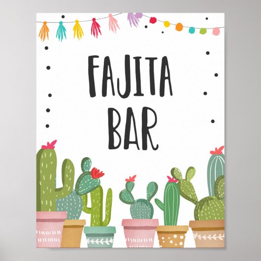 Fajita Bar Fiesta Food Cactus Table Sign Poster (Voorkant)
