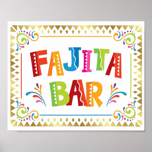 Fajita BAR Fiesta Party Sign Print (Voorkant)