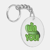 FAK JE! .. Groen vierkant (wintermeloen) Sleutelhanger (Voorkant Links)