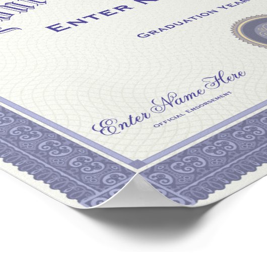 Fake Afstuderen Diploma Jouw tekst Poster (Hoek)