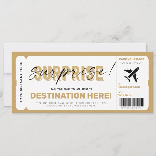 Fake Airplane Ticket Surprise boarding Pass Kaart (Voorkant)