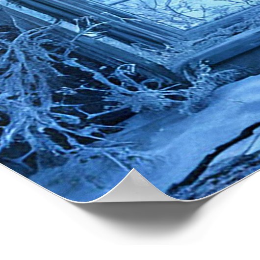 Fake bevroren raam landschap poster (Hoek)