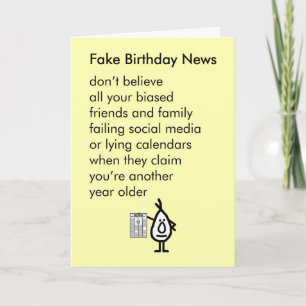 Fake Birthday News - een grappig gedicht over een  Kaart