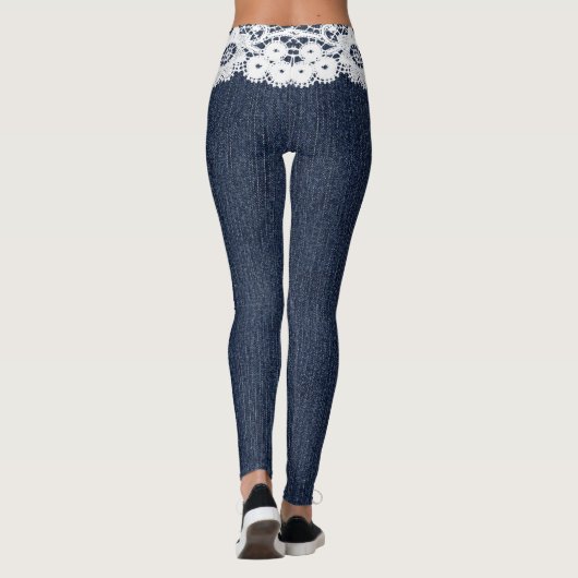 Fake Blue Jeans White Lace Denim Leggings (Achterkant)