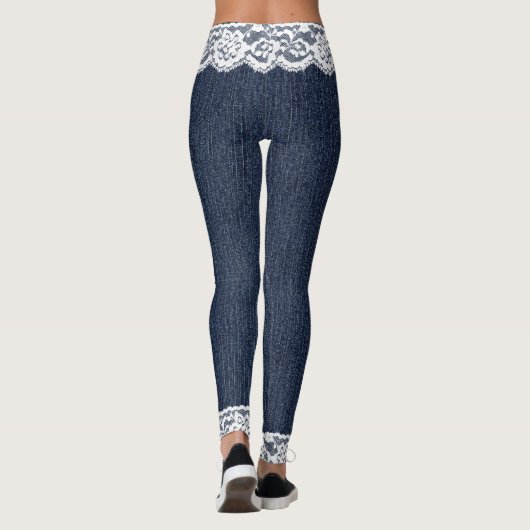 Fake Blue Jeans White Lace Leggings (Achterkant)