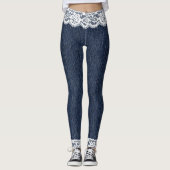 Fake Blue Jeans White Lace Leggings (Voorkant)