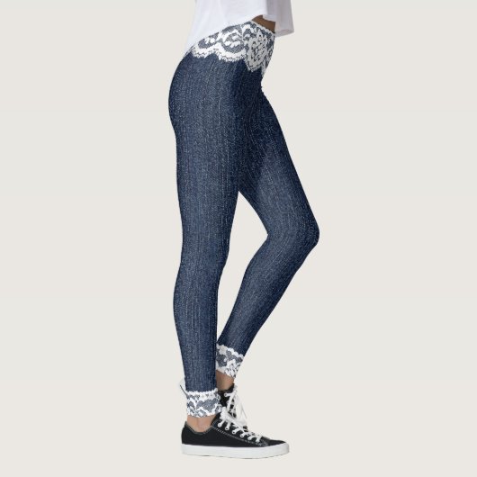 Fake Blue Jeans White Lace Leggings (Rechts)