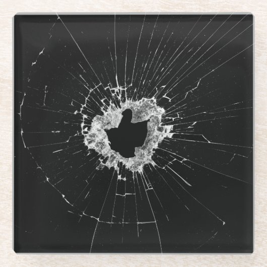 Fake Cracked Broken Design - Funny Theft Deterrent Glazen Onderzetter (Voorkant)