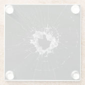 Fake Cracked Broken Design - Funny Theft Deterrent Glazen Onderzetter (Achterkant)