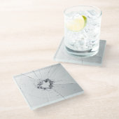 Fake Cracked Broken Design - Funny Theft Deterrent Glazen Onderzetter (Schuin)