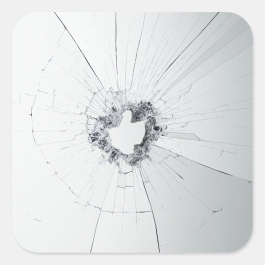 Fake Cracked Broken Design - Funny Theft Deterrent Vierkante Sticker (Voorkant)