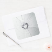 Fake Cracked Broken Design - Funny Theft Deterrent Vierkante Sticker (Envelop)