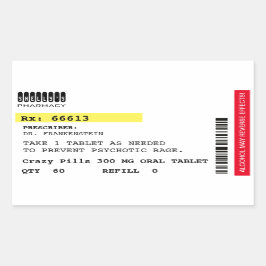 Fake Crazy Pillen Voorschrift Label Halloween Prop