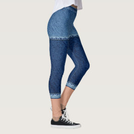 Fake denim short blue leggings