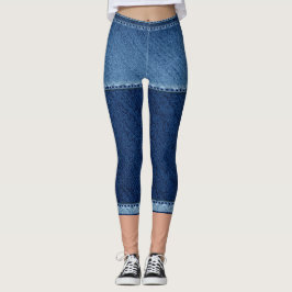 Fake denim short blue leggings