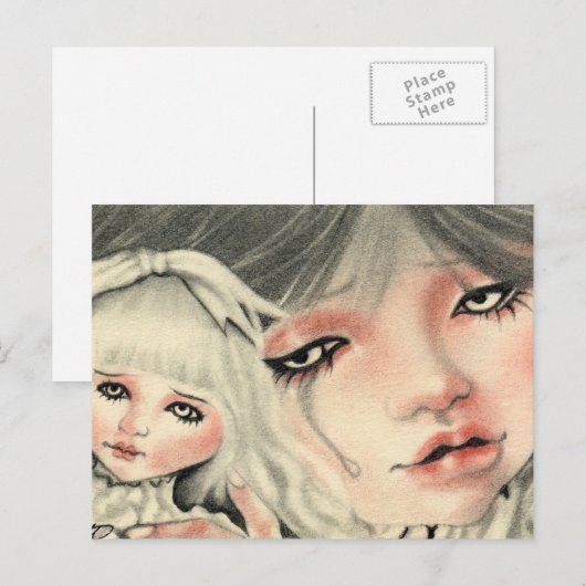 Fake Doll Sad Briefkaart (Voorkant / Achterkant)