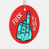 Fake F-bom grap & vrolijke Xmas wensen v2 Keramisch Ornament (Rechts)