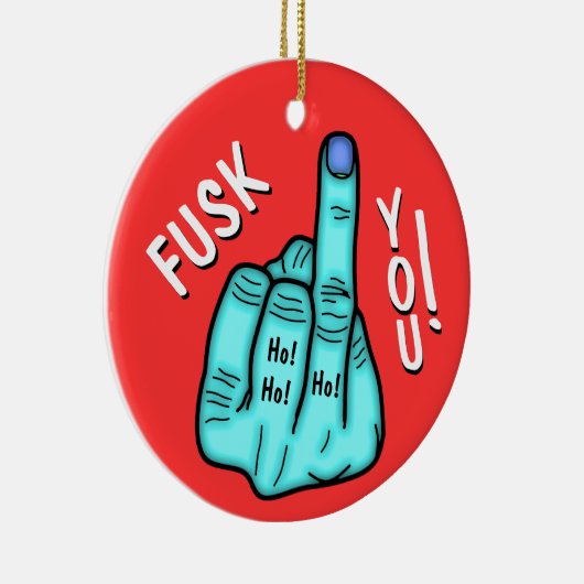 Fake F-bom grap & vrolijke Xmas wensen v2 Keramisch Ornament (Rechts)