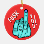 Fake F-bom grap & vrolijke Xmas wensen v2 Keramisch Ornament (Voorkant)