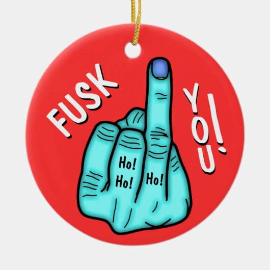 Fake F-bom grap & vrolijke Xmas wensen v2 Keramisch Ornament (Voorkant)