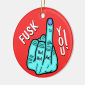 Fake F-bom grap & vrolijke Xmas wensen v2 Keramisch Ornament (Links)